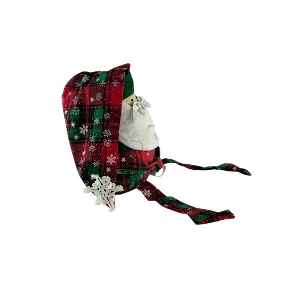 Vintage Snowflake Nicky Fabric Weighted Santa Claus Shelf Sitter Holiday Decor - Picture 3 of 7